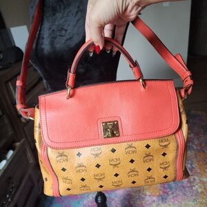 Authentic MCM  Leather Satchel Bag Or Shoulder Bag